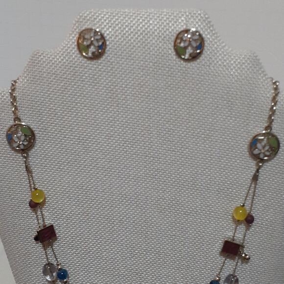 Christopher & Banks Jewelry Multi-color Necklace and Earrings. - Picture 8 of 8